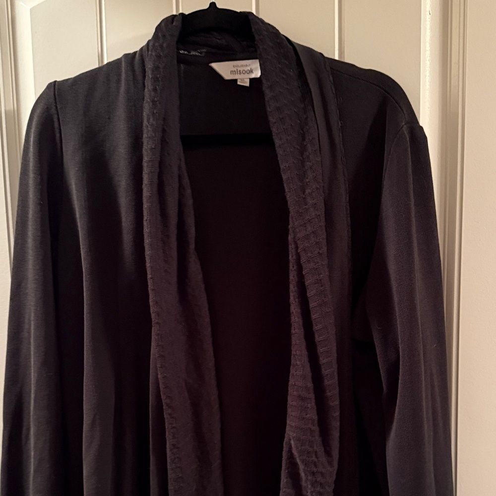 Misook Black Drape Lapel Cardigan Sweater Size XL EUC